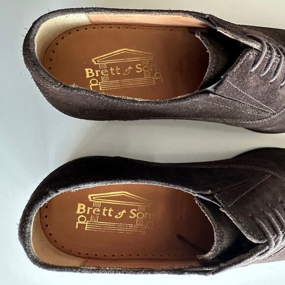 Brett & Sons NWOB Handmade Agustin Derby Chocolate Suede Shoes EU 41 US 8 - Picture 5 of 9